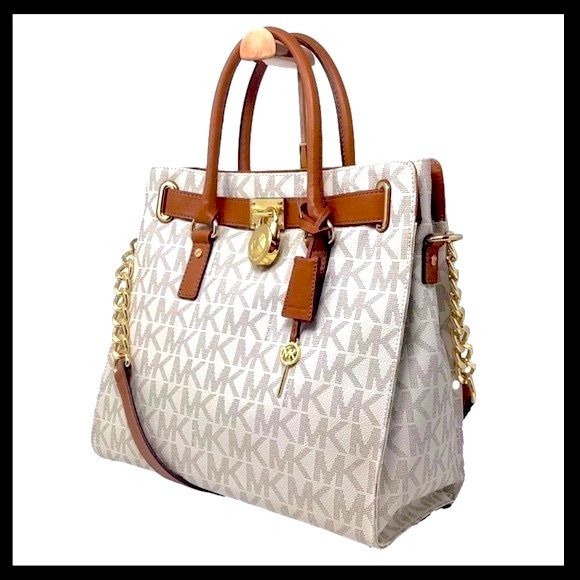 MICHAEL KORS Hamilton Large Satchel Tote Bag Vanilla - Picture 4 of 14